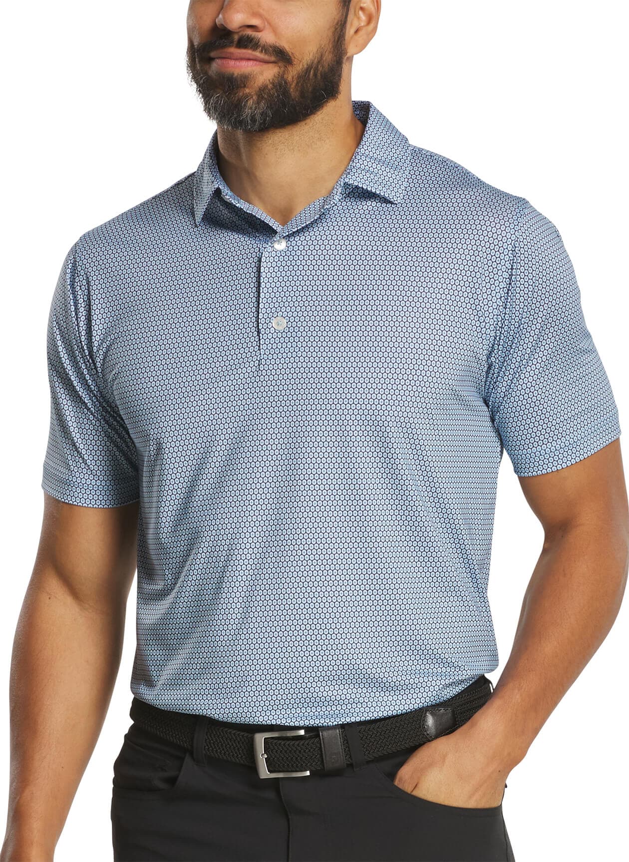 FootJoy Men's Stellar Print Lisle Polo - Navy 3XL