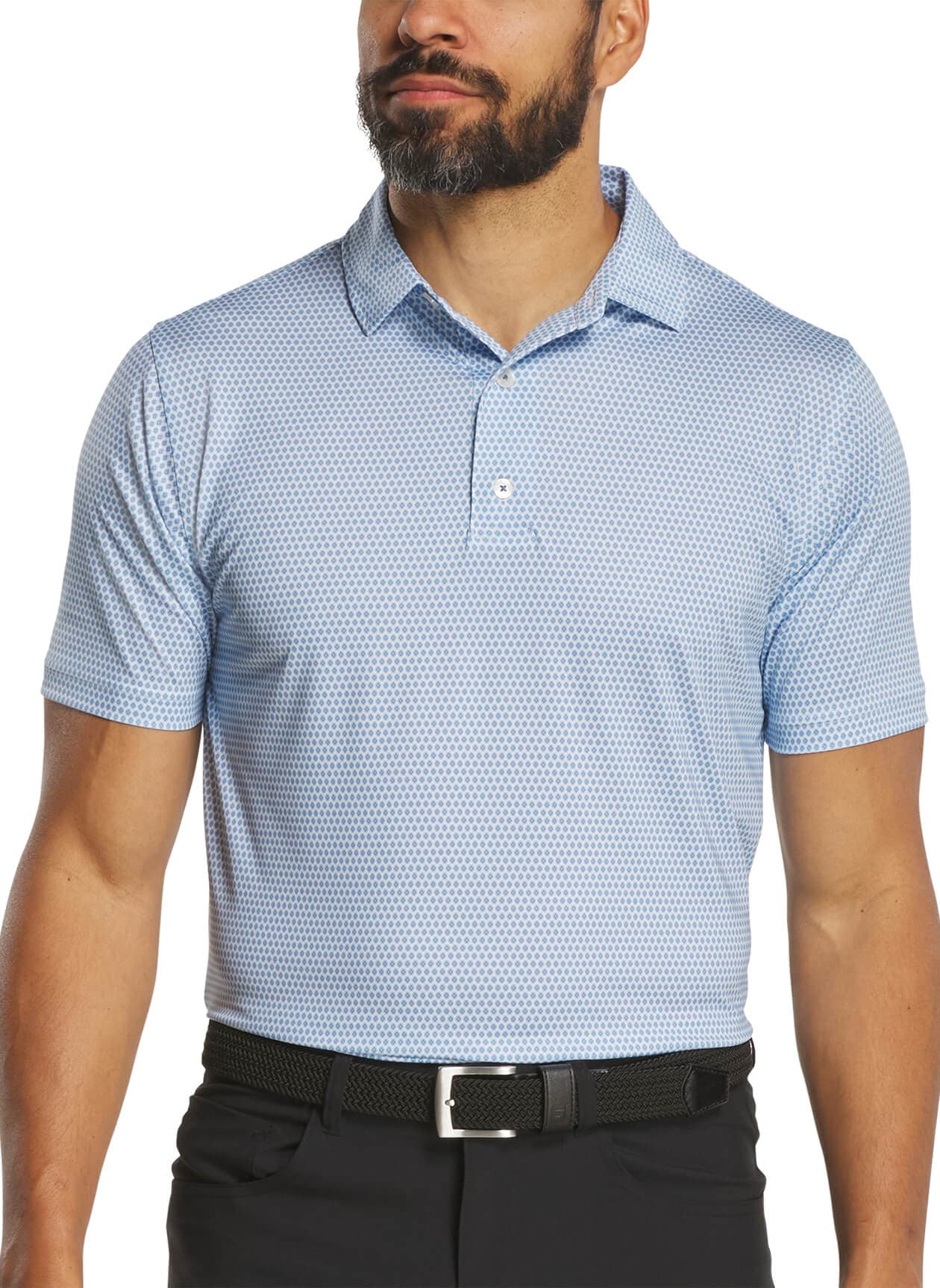 FootJoy Men's Stellar Print Lisle Polo - Cyan 3XL