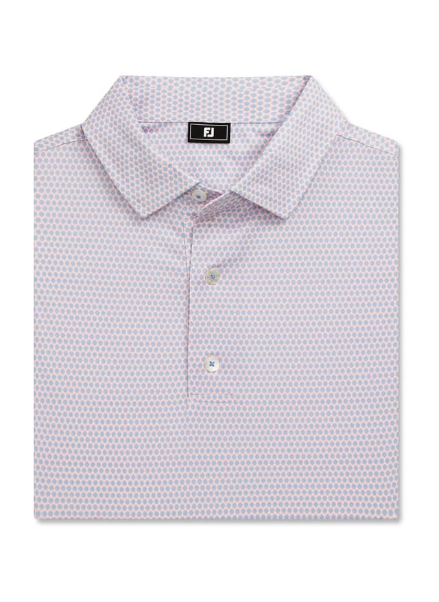 FootJoy Men's Stellar Print Lisle Polo - White / Pink / Sky 3XL
