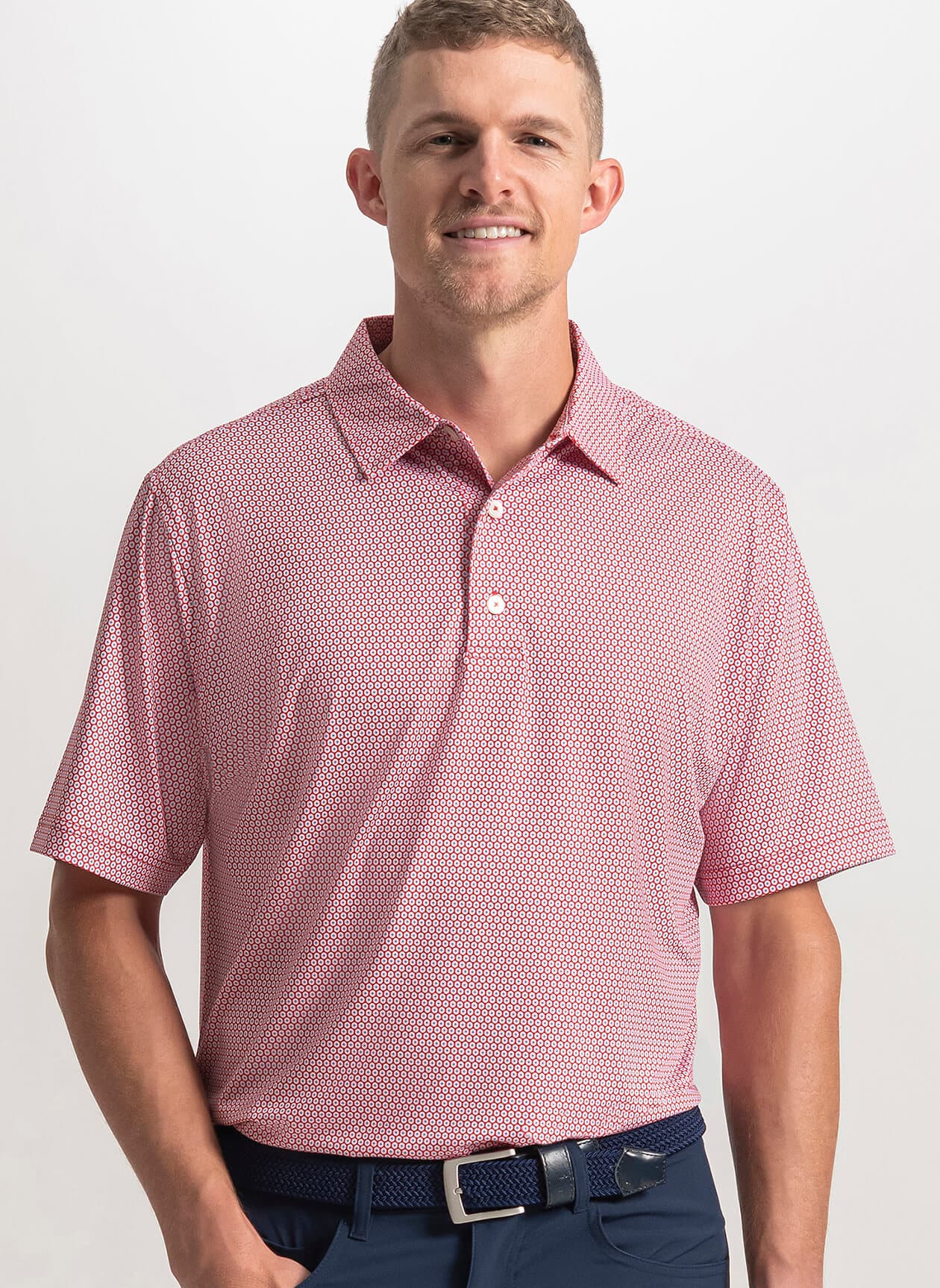 FootJoy Men's Stellar Print Lisle Polo - Red 3XL
