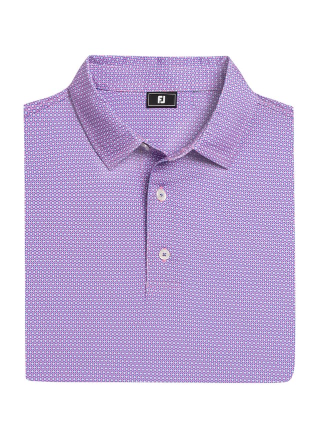 FootJoy Men's Stellar Print Lisle Polo - Pink Pop / Vivid Violet / White 3XL