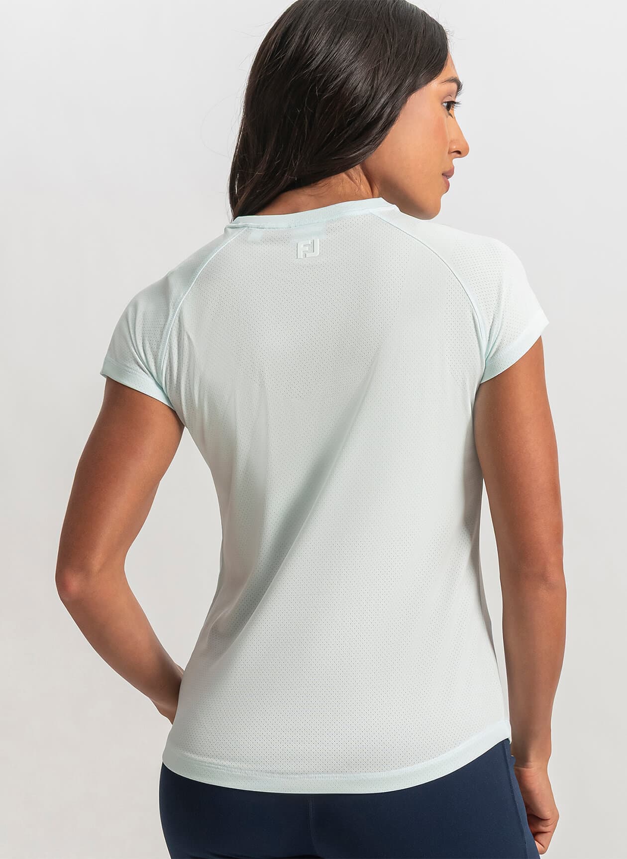 FootJoy Women's Crewneck Performance T-Shirt SP26 - Cyan LG