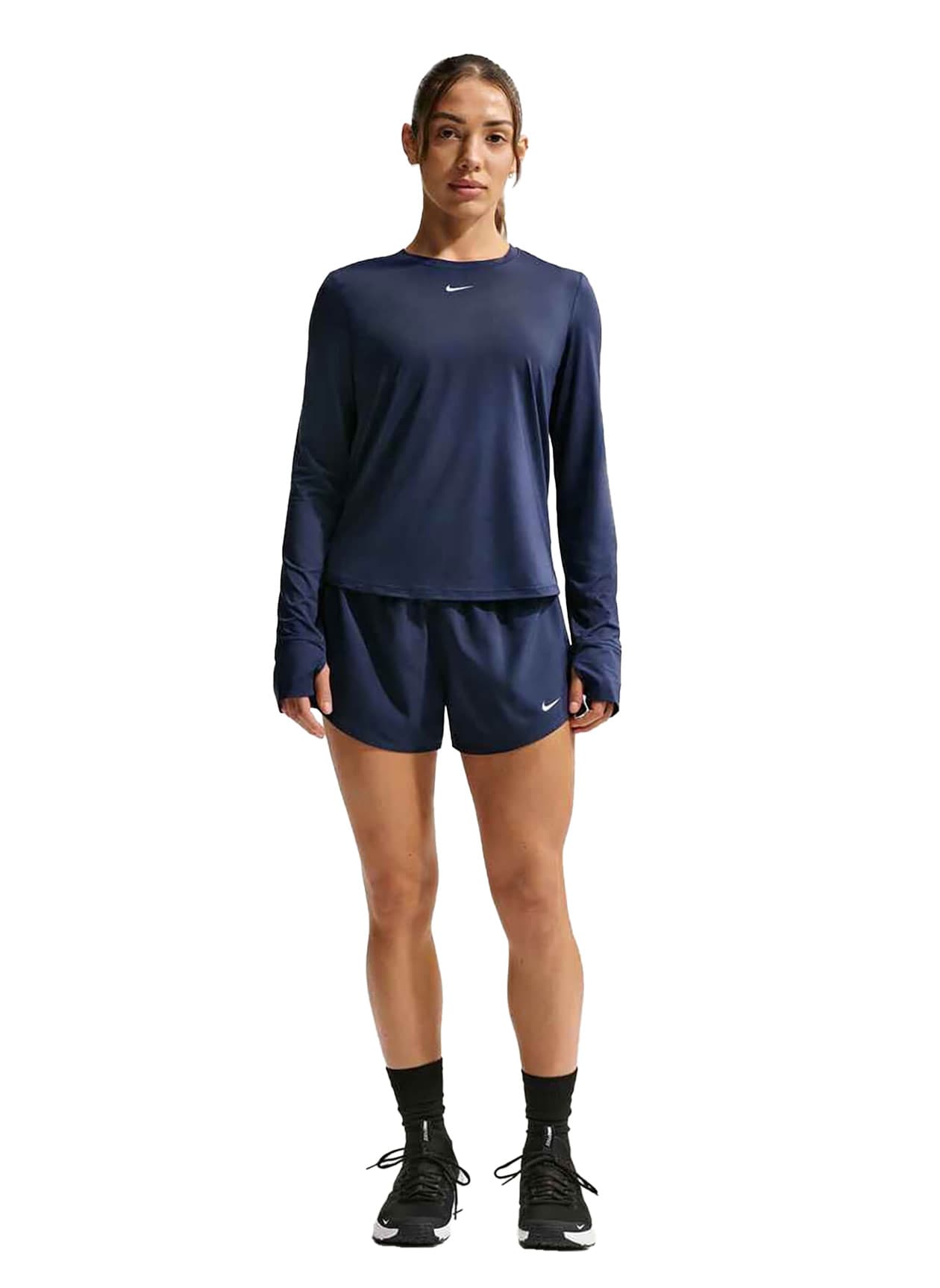 Nike Women's One Classic Dri-FIT Long-Sleeve T-Shirt - Navy LG