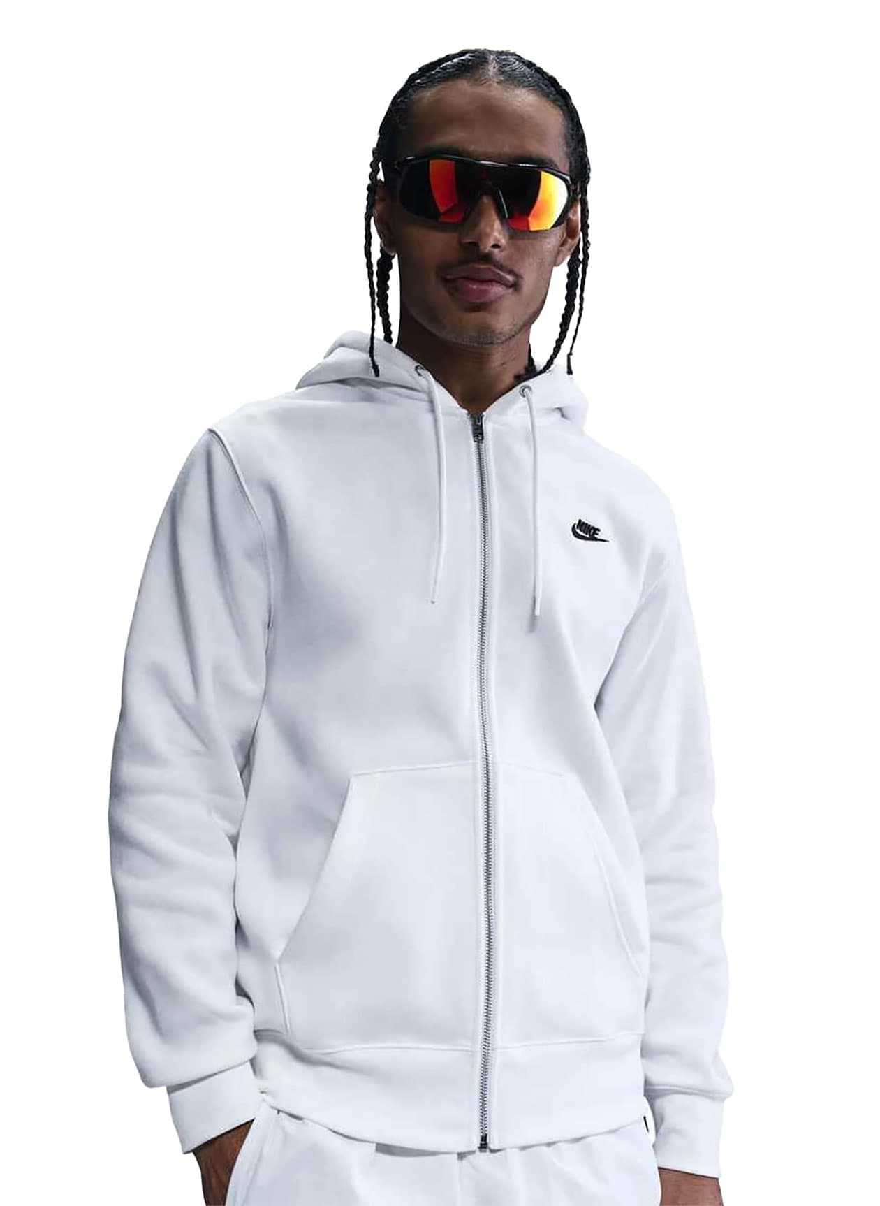 Nike Men's Club Full-Zip Fleece Hoodie - White 3XL