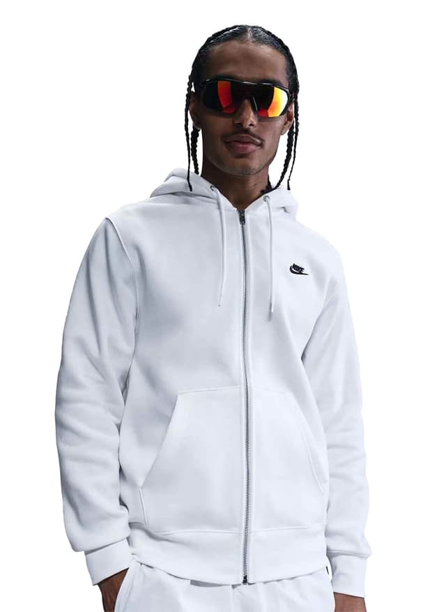 Nike Men's Club Full-Zip Fleece Hoodie - White 3XL