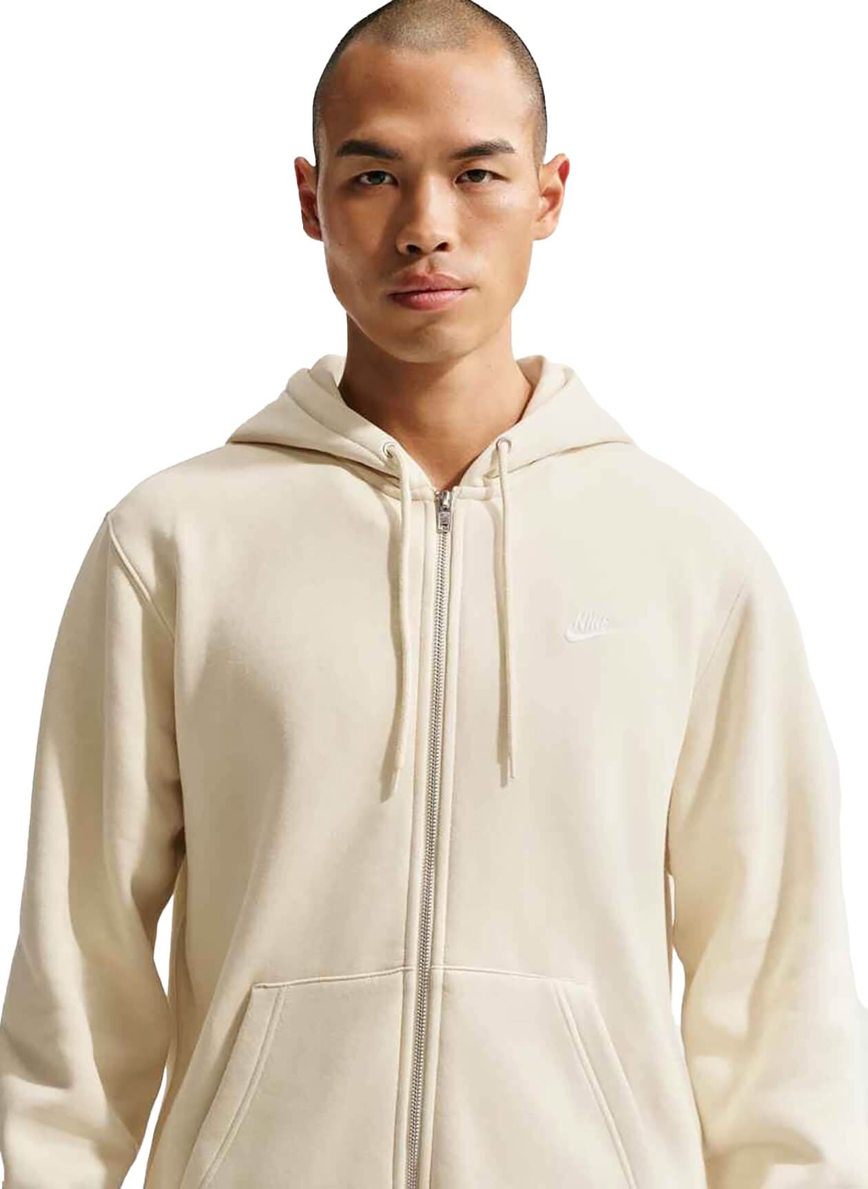 Nike Men's Club Full-Zip Fleece Hoodie - Light Khaki / White 3XL