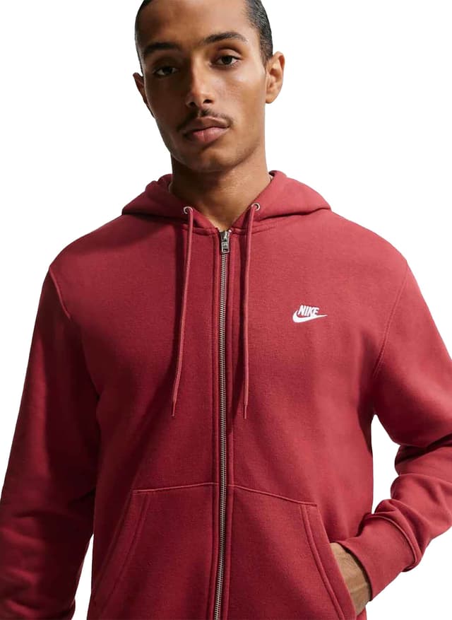Nike Men's Club Full-Zip Fleece Hoodie - Team Crimson / White 3XL