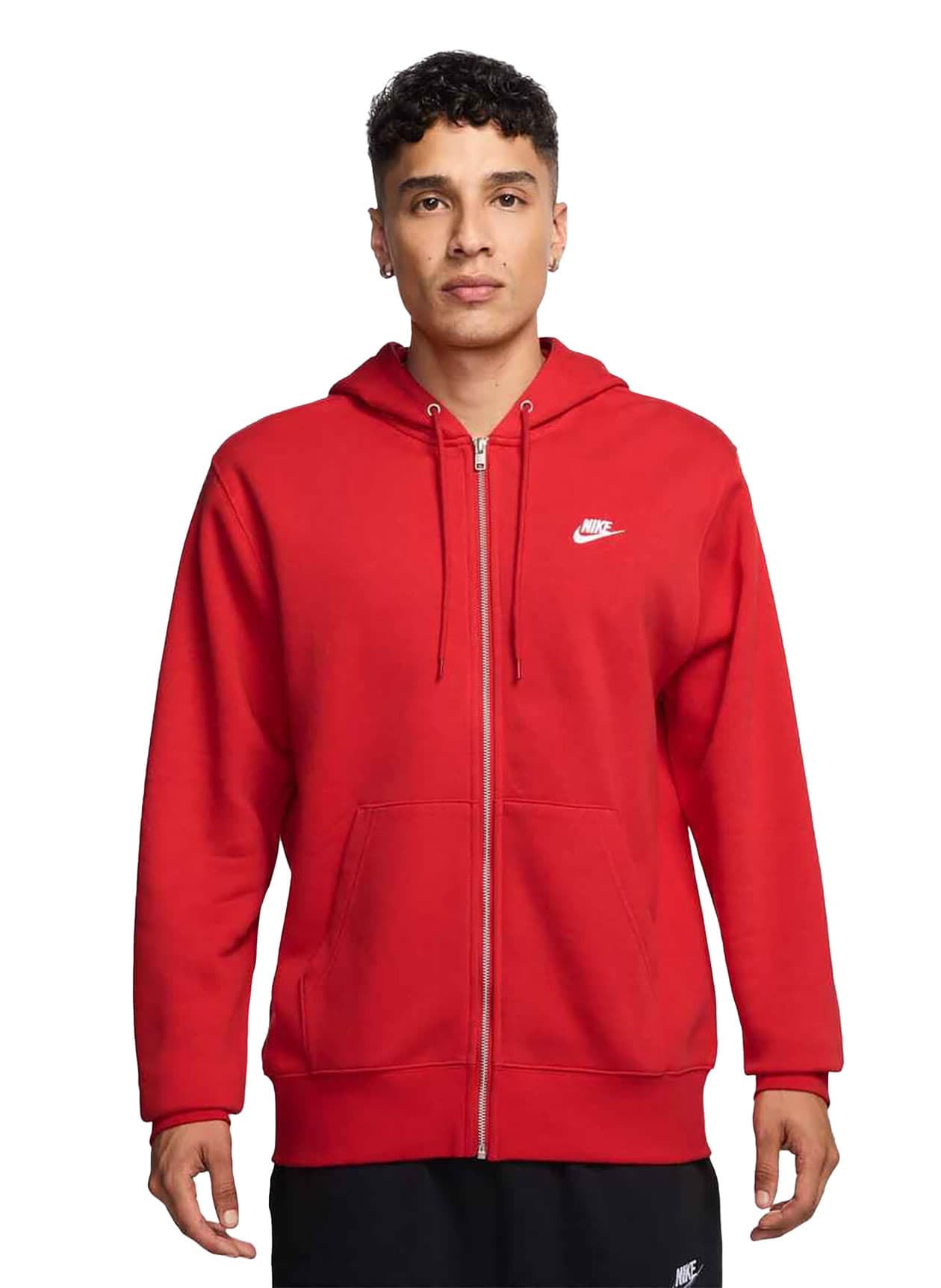 Nike Men's Club Full-Zip Fleece Hoodie - University Red / White (657) 3XL