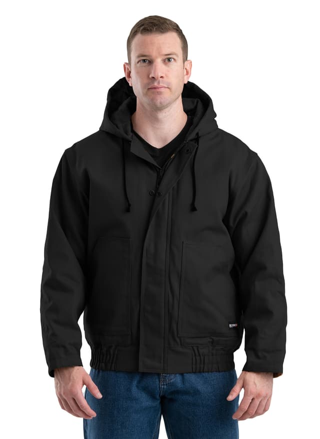 Berne Men's Flame-Resistant Hooded Jacket - Black 3XL