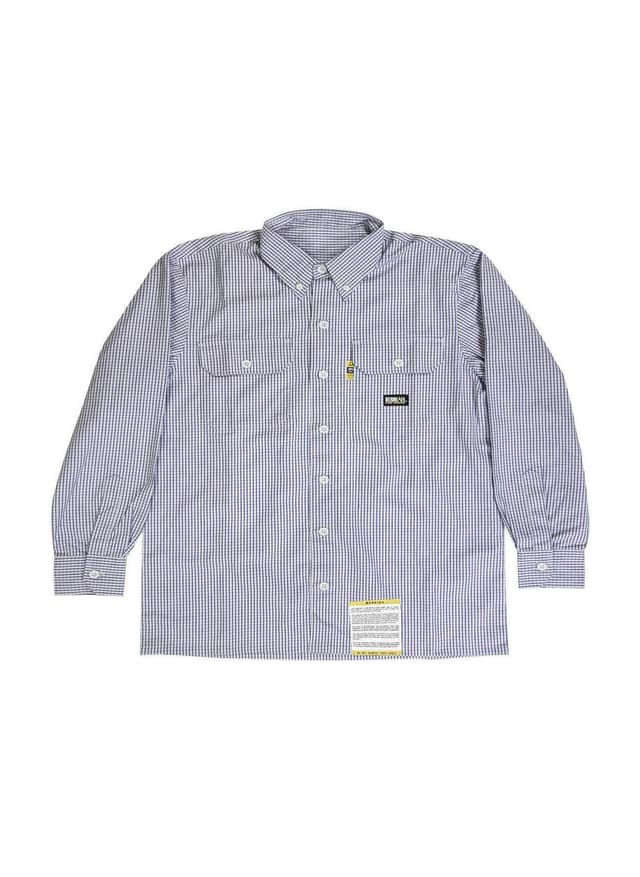 Berne Men's Flame-Resistant Down Plaid Work Shirt - Blue,Navy 3XL