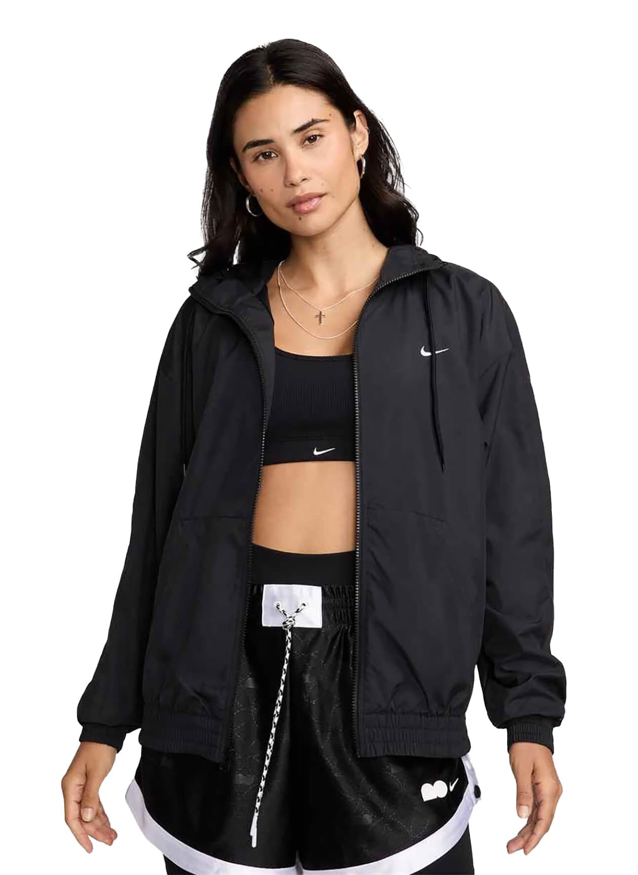 Nike Women's Loose UV Hooded Jacket - Black LG