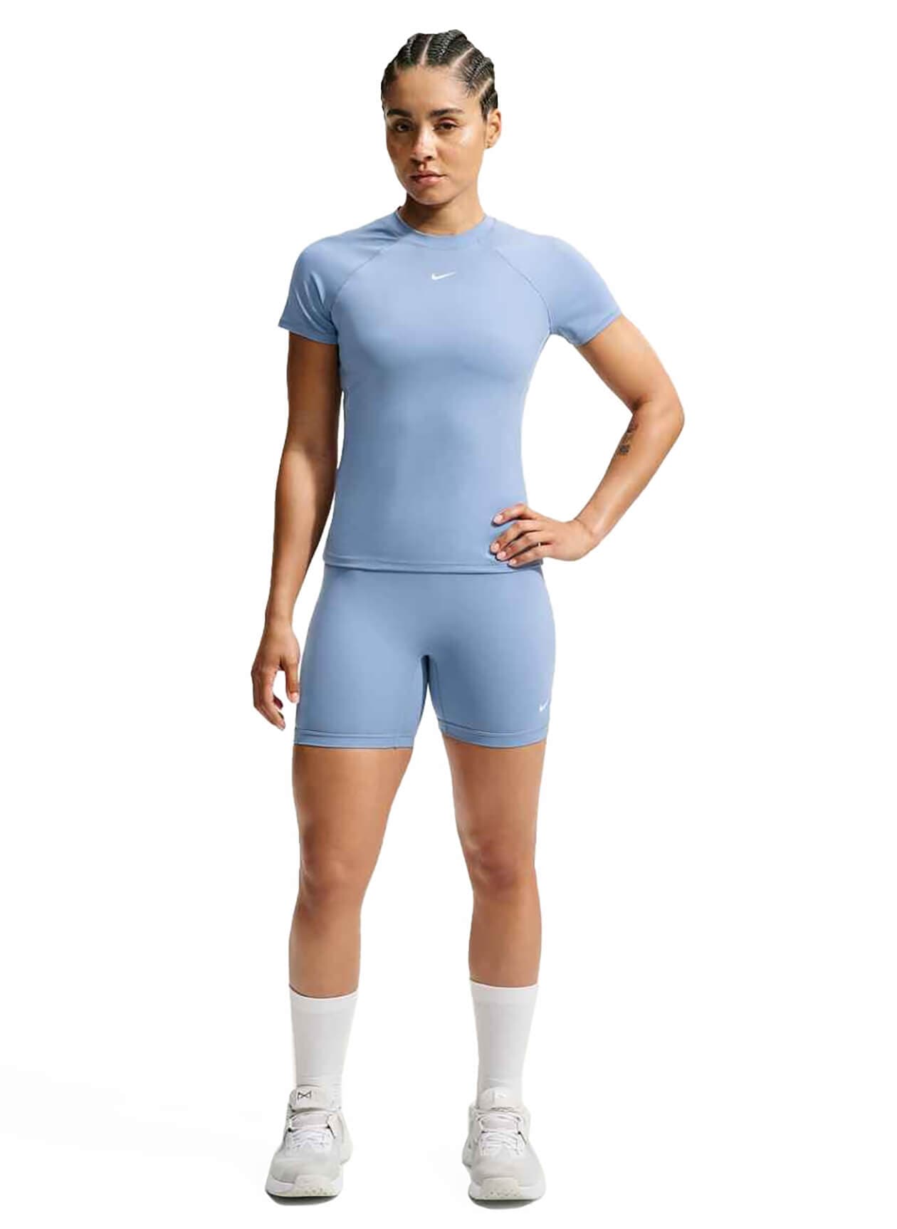 Nike Women's Pro Dri-FIT T-Shirt FA25 - Work Blue / White LG
