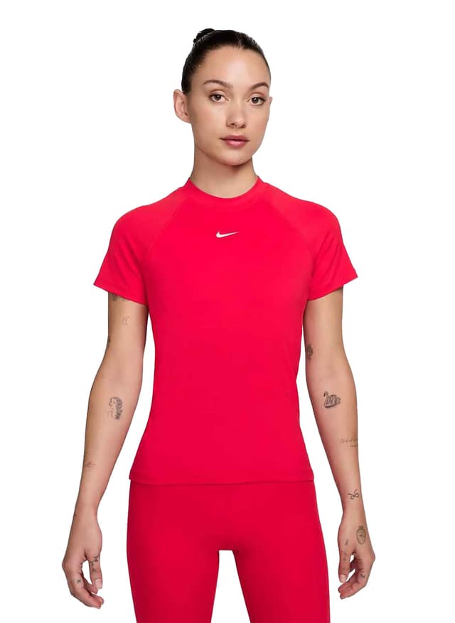 Nike Women's Pro Dri-FIT T-Shirt FA25 - Red LG