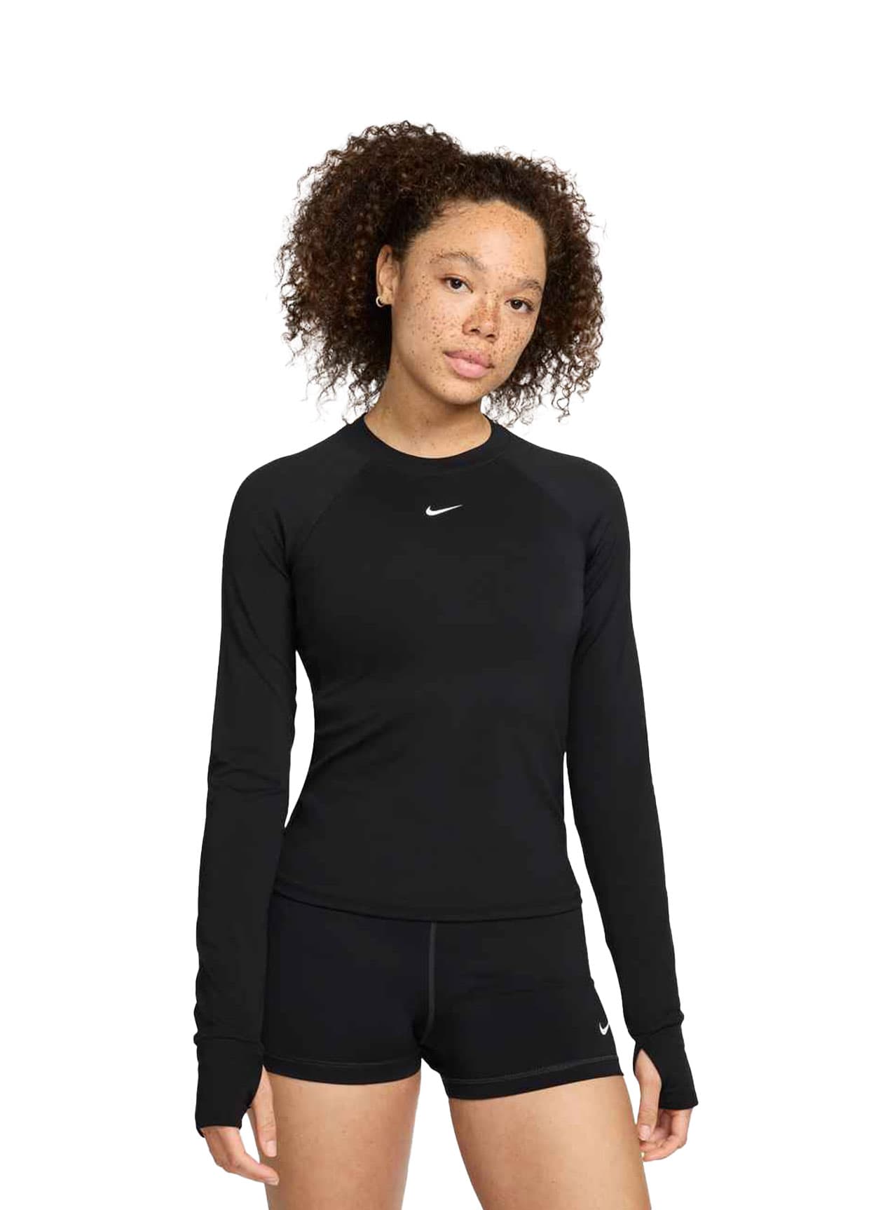 Nike Women's Dri-FIT Long-Sleeve T-Shirt - Black / White (010) LG