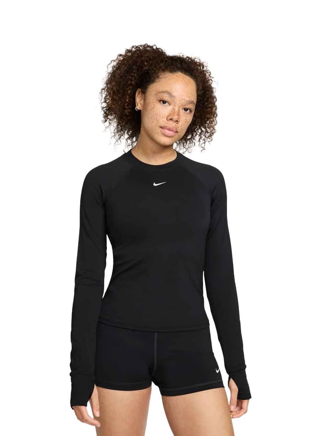 Nike Women's Dri-FIT Long-Sleeve T-Shirt - Black / White (010) LG