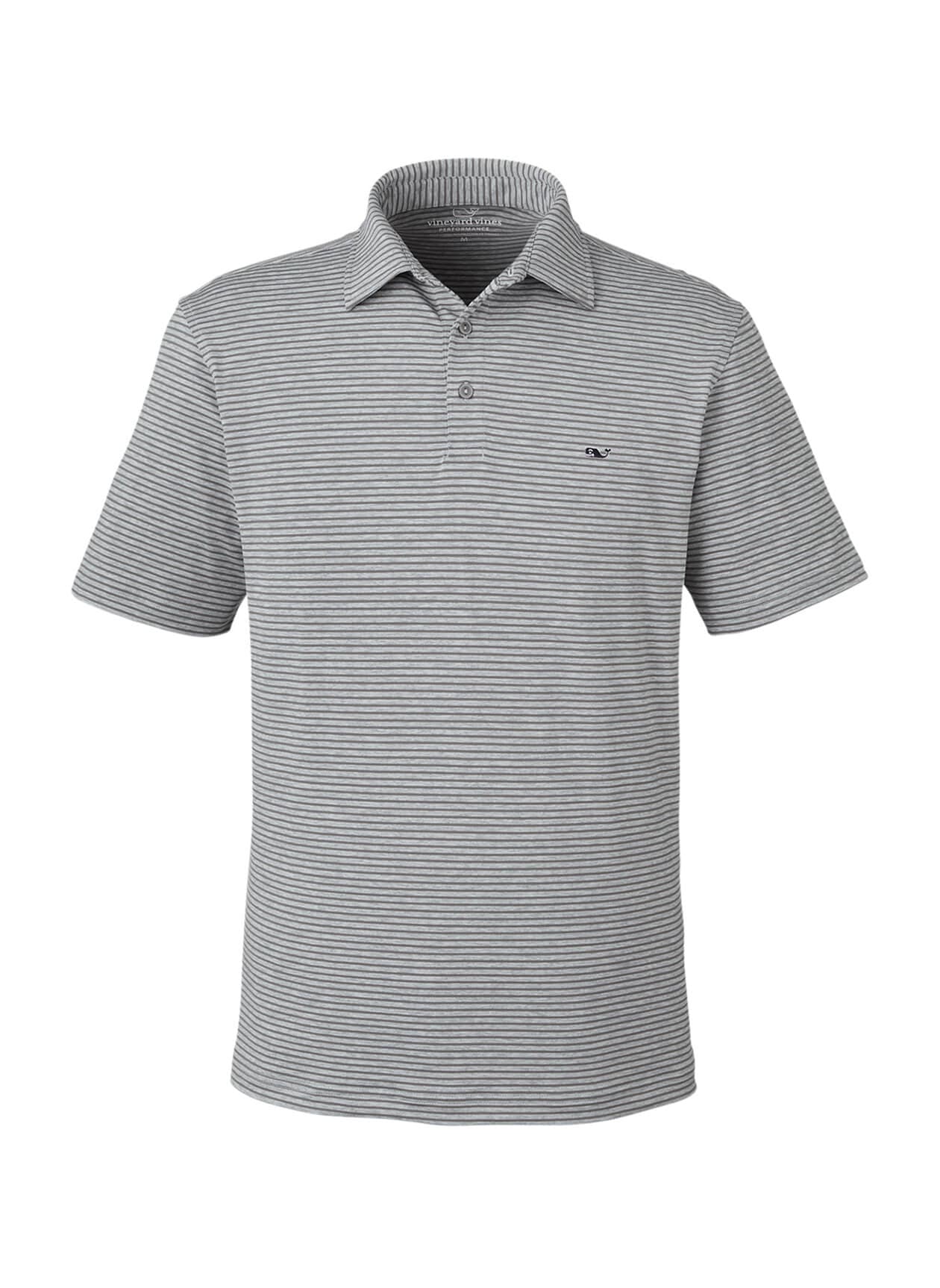 Vineyard Vines Men's Bradley Stripe Sankaty Polo - Dark Grey LG