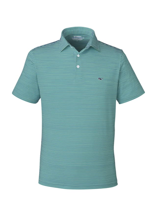 Vineyard Vines Men's Bradley Stripe Sankaty Polo - Green LG