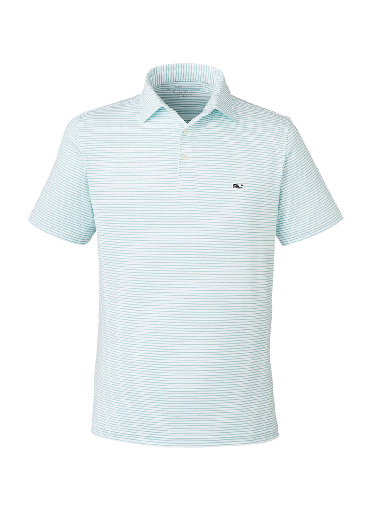 Vineyard Vines Men's Bradley Stripe Sankaty Polo - Cyan LG