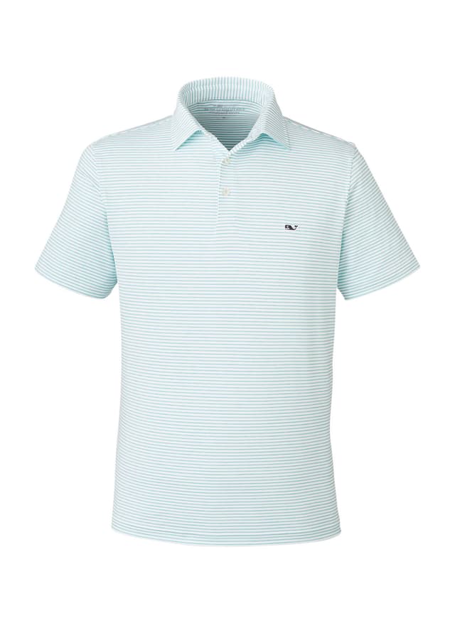 Vineyard Vines Men's Bradley Stripe Sankaty Polo - Cyan LG