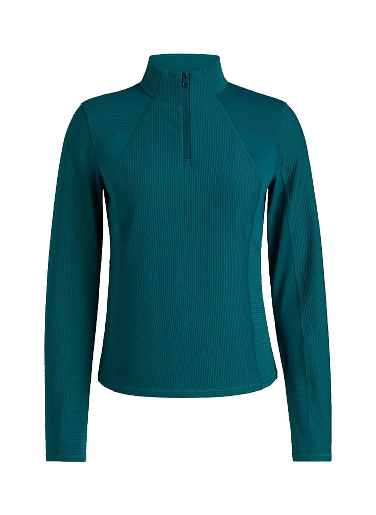 G/FORE Women's 2-Tone Rib Quarter-Zip - Green LG
