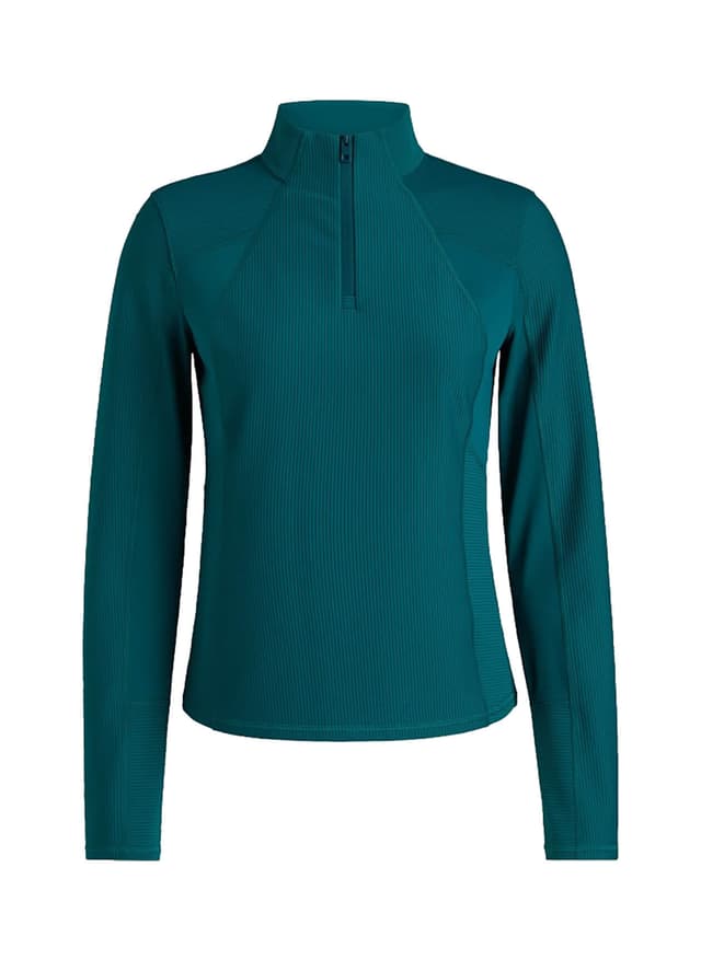 G/FORE Women's 2-Tone Rib Quarter-Zip - Green LG
