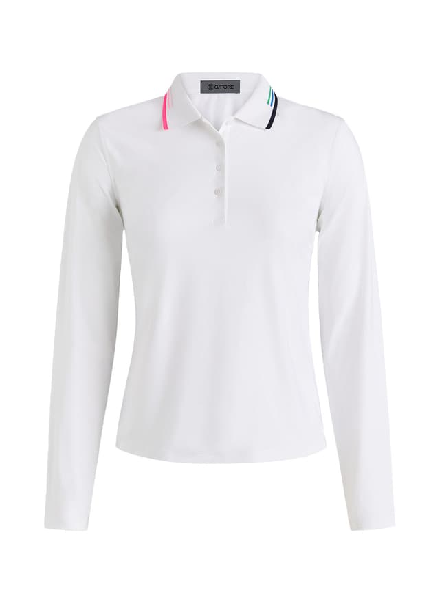 G/FORE	 Women's Silky Tech Nylon Long-Sleeve Polo - Snow (SNO) LG