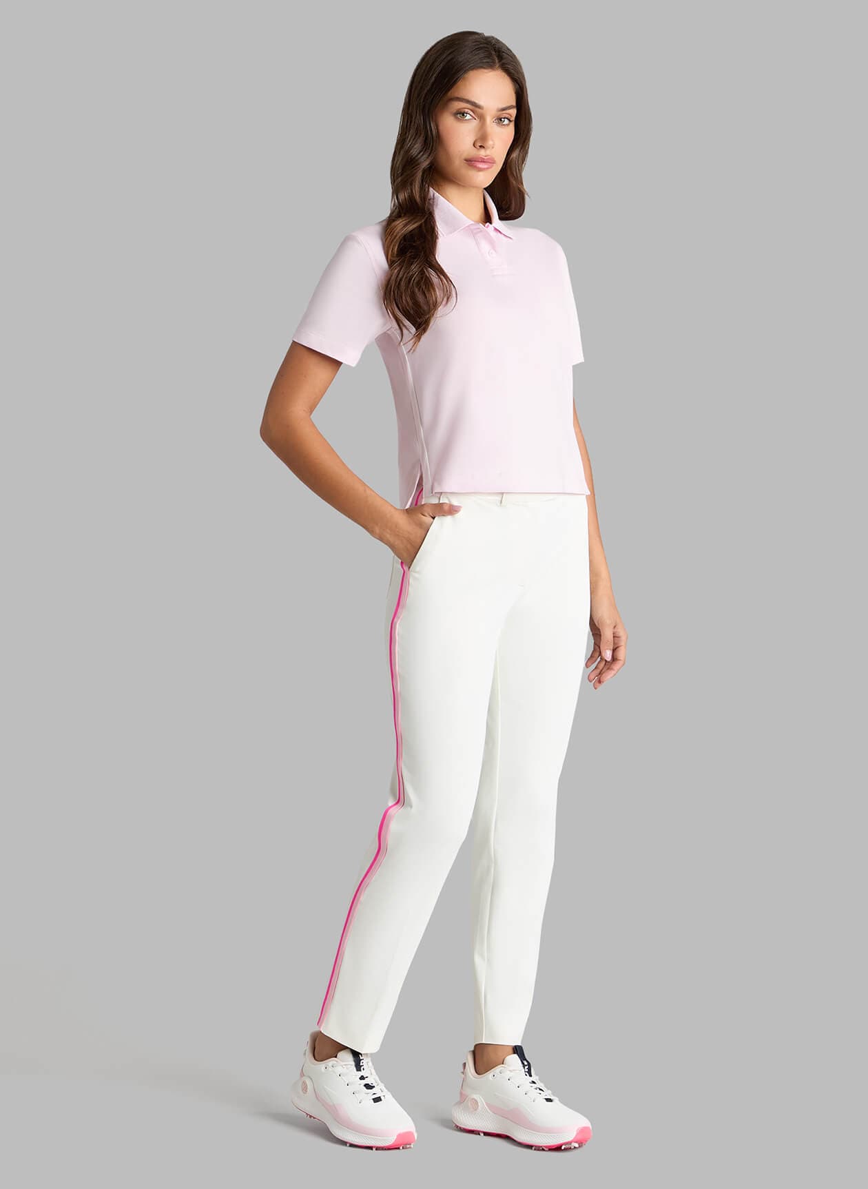 G/FORE	 Women's Tux Quarter-Zip Boxy Polo - Pink LG