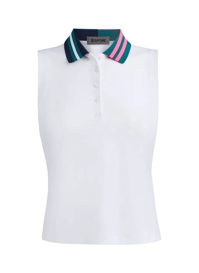 G/FORE Women's Stretch Nylon Interlock Sleeveless Polo - White LG