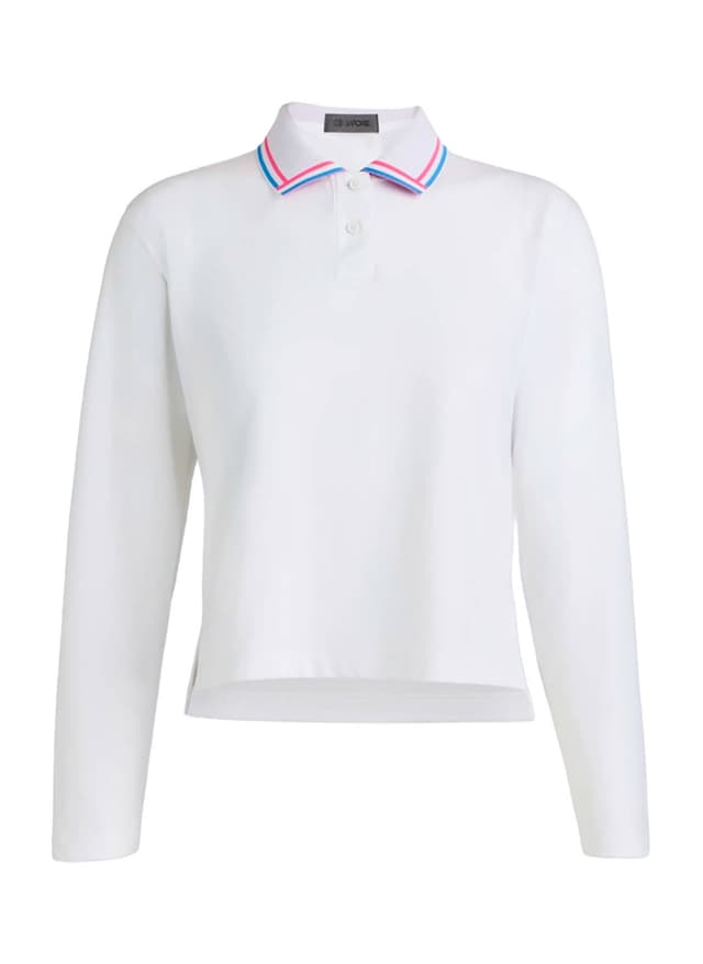 G/FORE Women's All Play Relaxed Long-Sleeve Polo - White LG