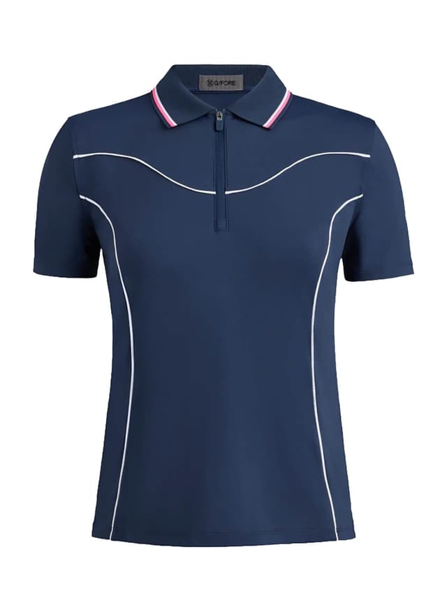 G/FORE Women's Stretch Nylon Interlock Contour Quarter-Zip Polo - Navy LG
