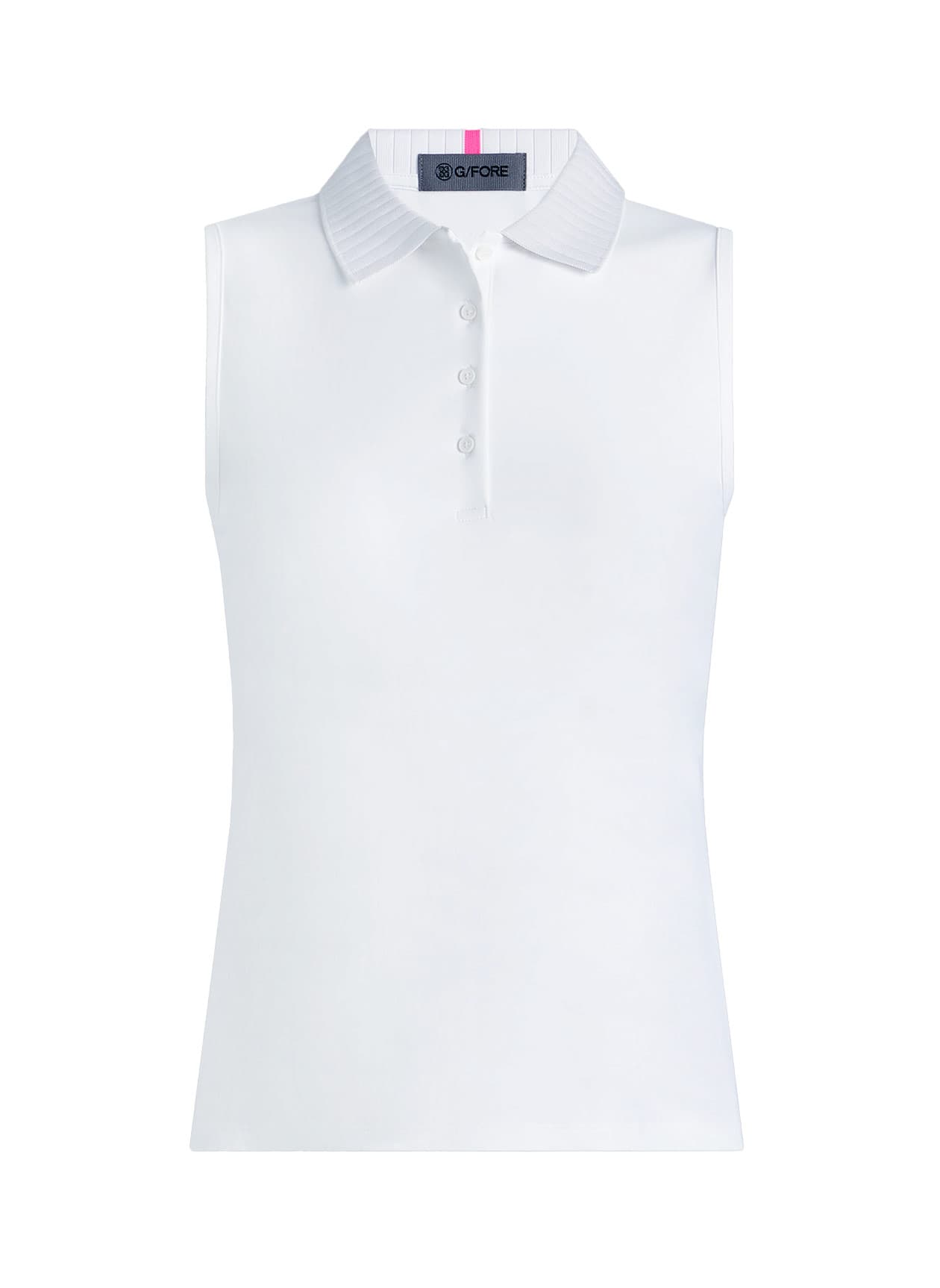G/FORE	 Women's Pleated Collar Silky Tech Nylon Sleeveless Polo - White LG