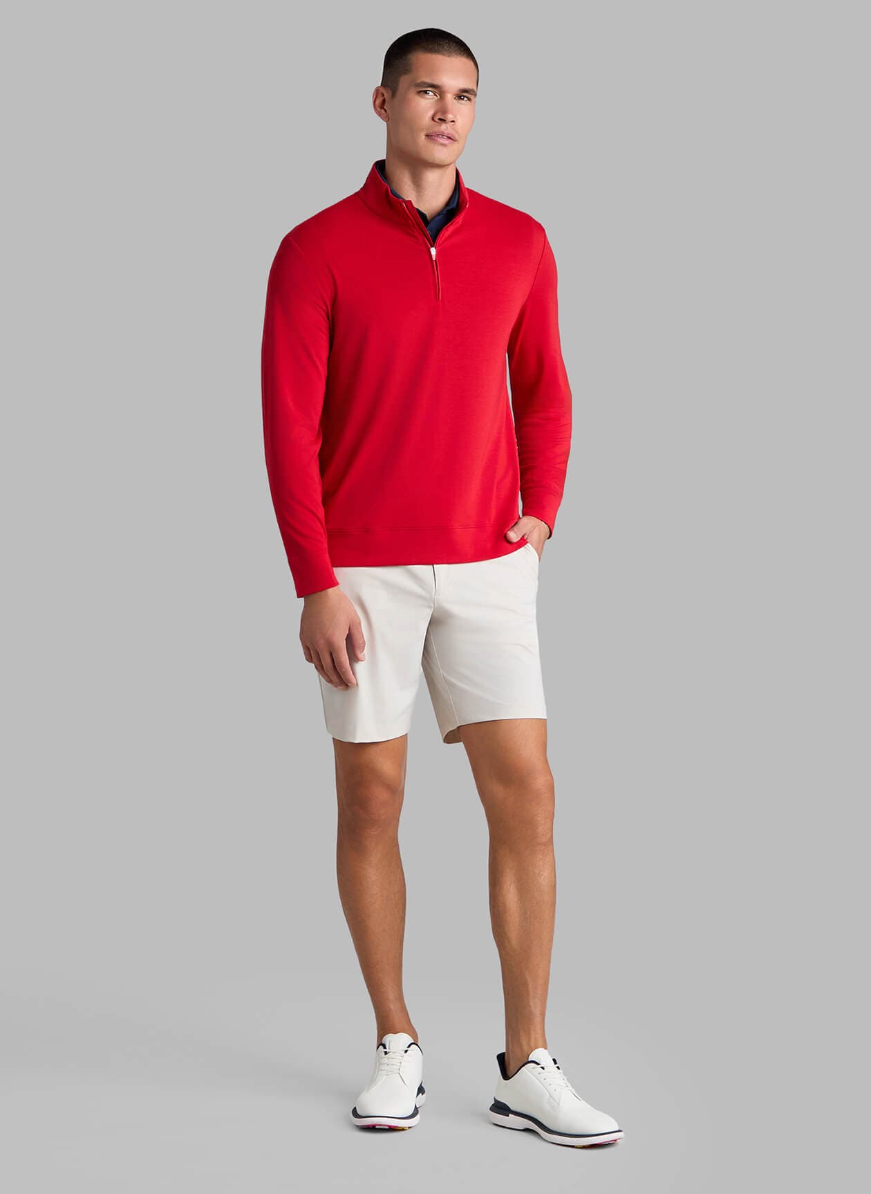 G/FORE	 Men's Luxe Mid Quarter-Zip - Red 3XL