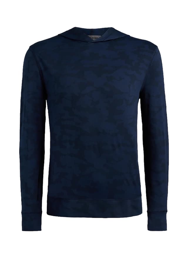 G/FORE Men's Camo Jacquard Jersey Hoodie - Navy LG