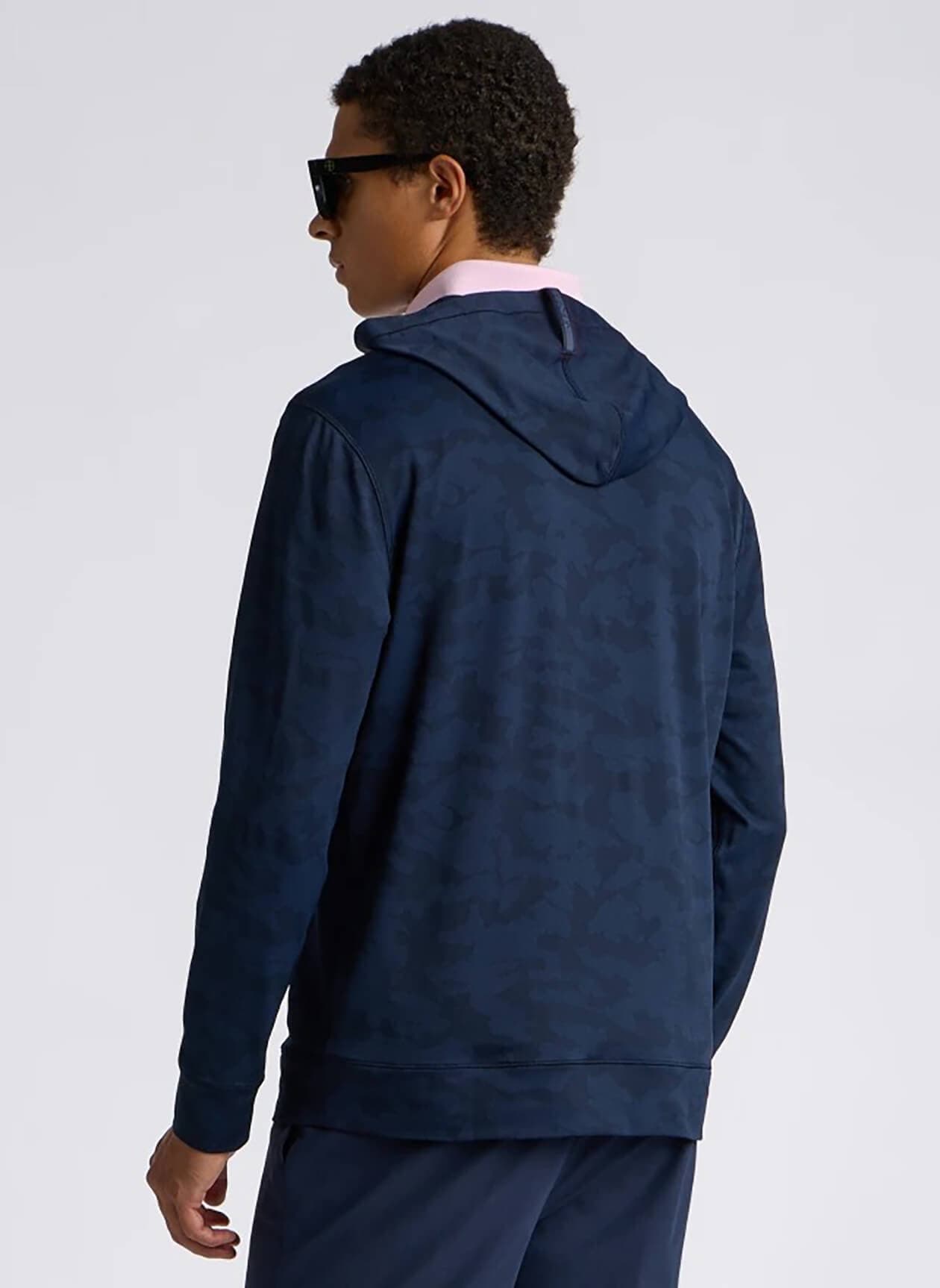 G/FORE Men's Camo Jacquard Jersey Hoodie - Navy LG
