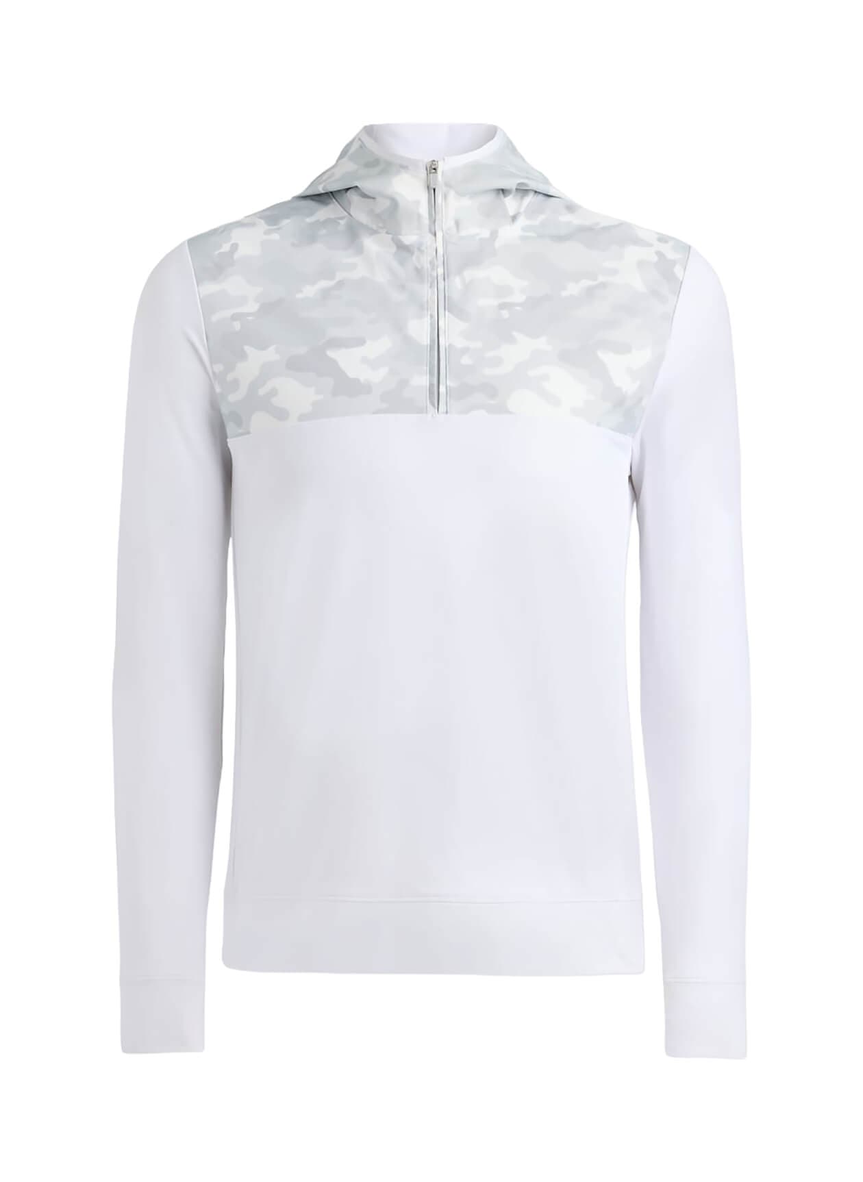 G/FORE Men's Camo Brushed Back Tech Terry Quarter-Zip Hoodie - White LG