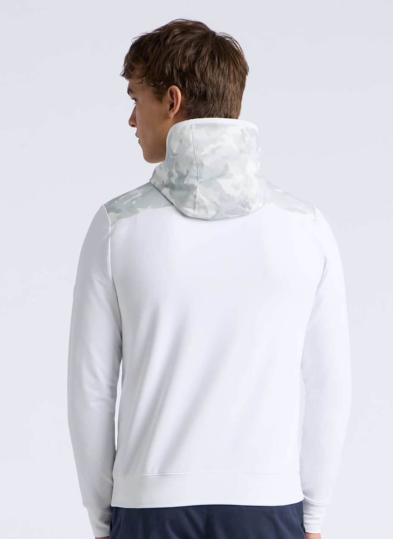 G/FORE Men's Camo Brushed Back Tech Terry Quarter-Zip Hoodie - White LG