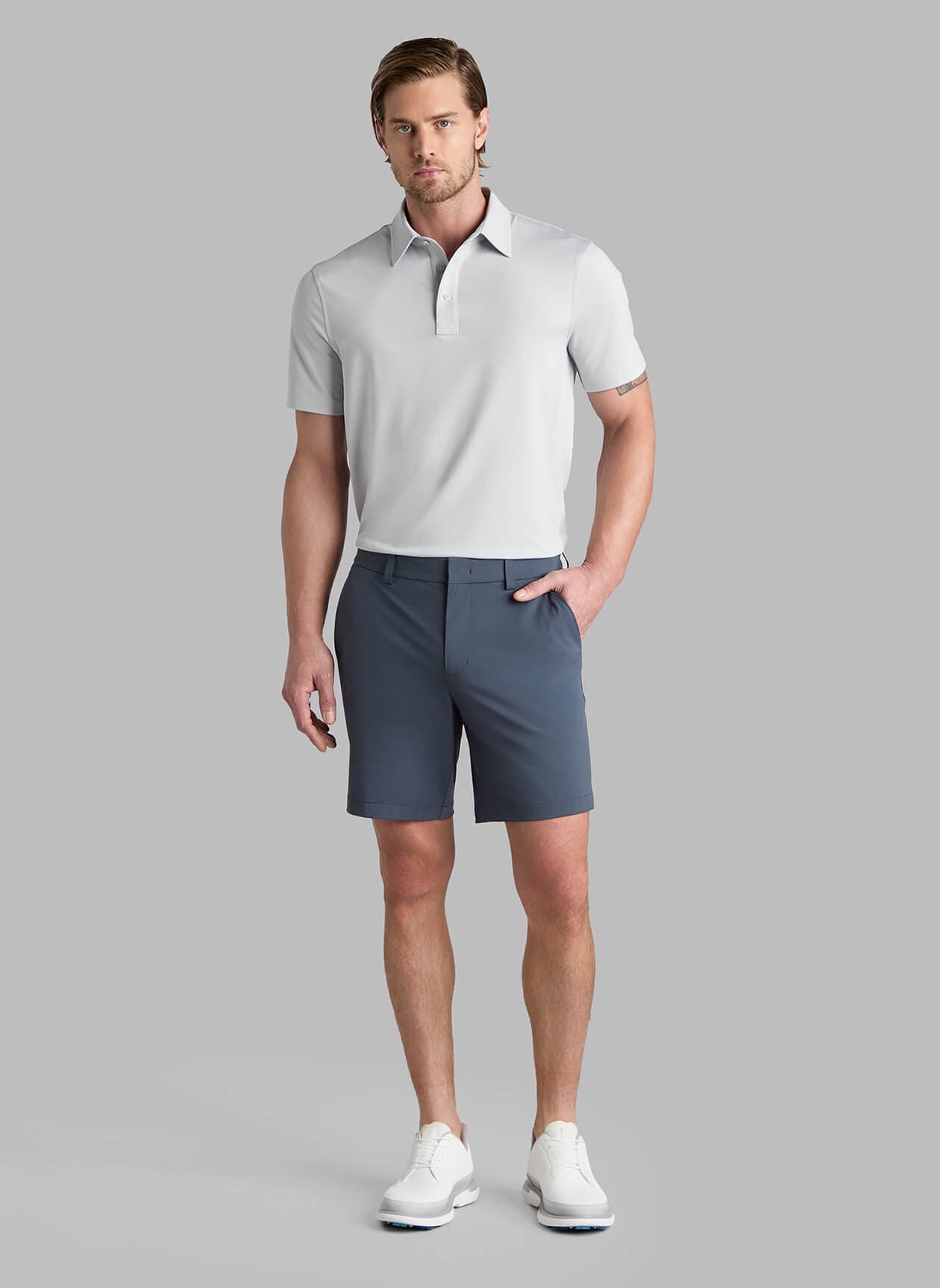 G/FORE	 Men's Solid Tech Jersey Polo - Light Grey 3XL