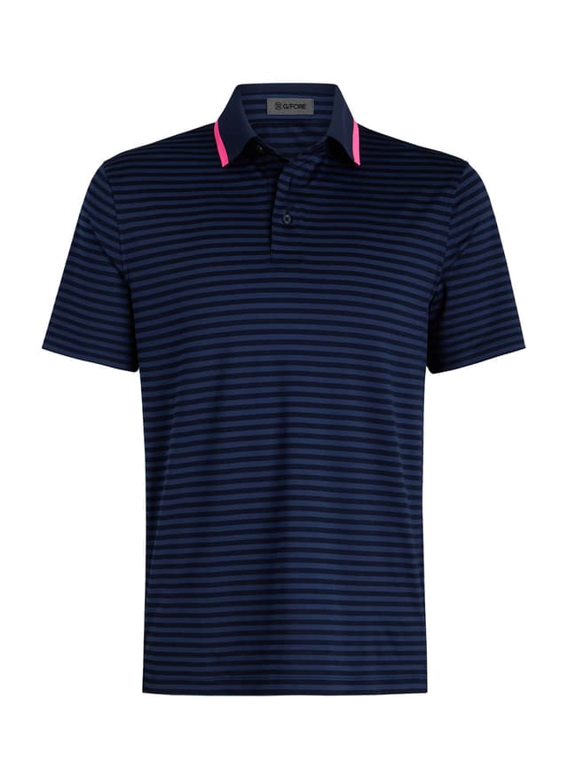 G/FORE	 Men's Perforated Stripe Jersey Polo - Navy 3XL