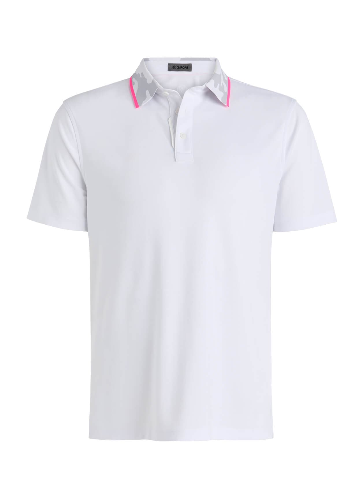 G/FORE	 Men's Camo Collar Performance Pique Polo - White LG