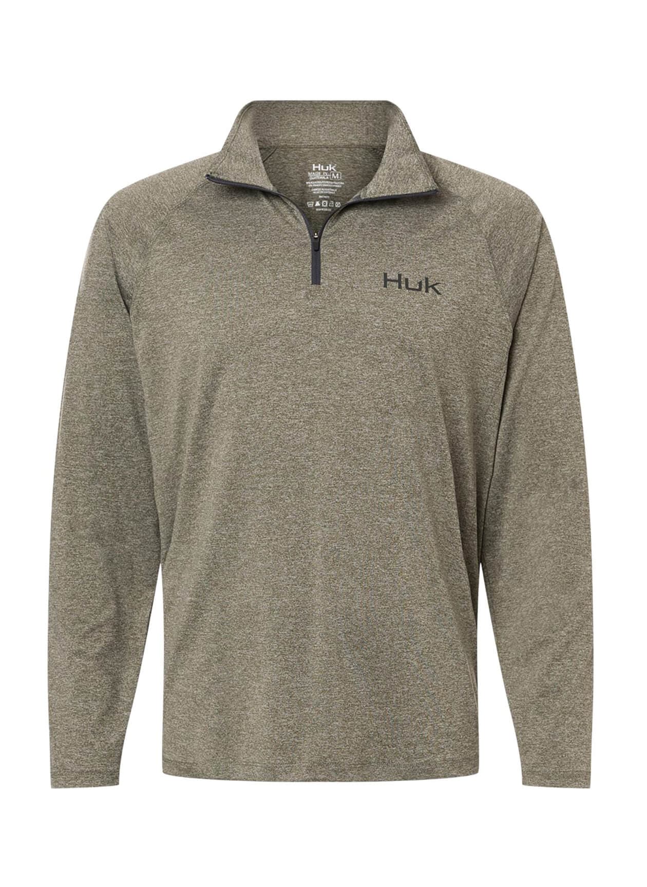 HUK Men's Airweight Heather Quarter-Zip - Green LG