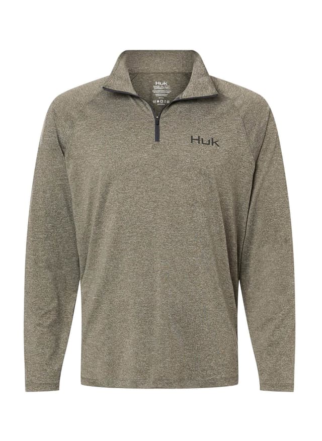 HUK Men's Airweight Heather Quarter-Zip - Green LG