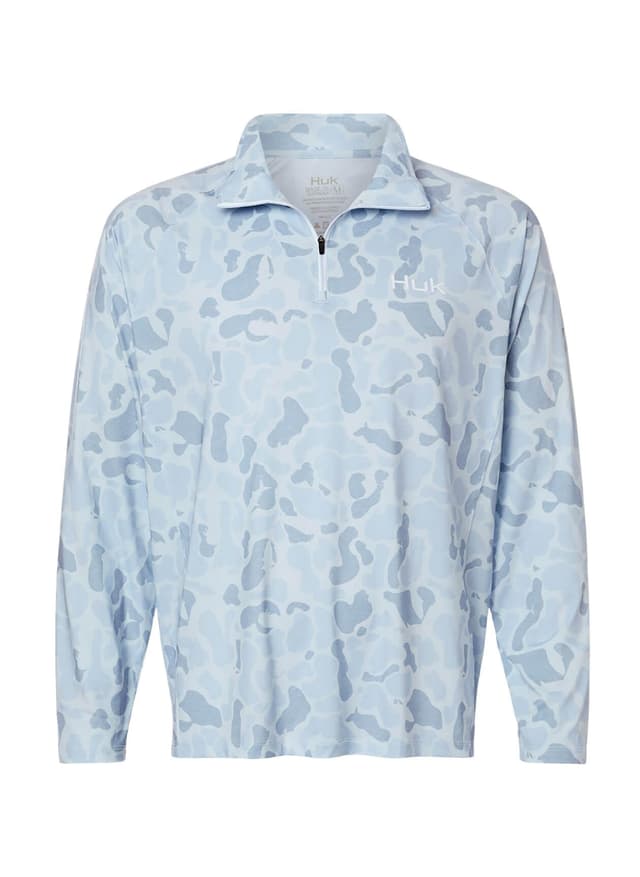 HUK Men's Airweight KC Printed Quarter-Zip - Cyan LG