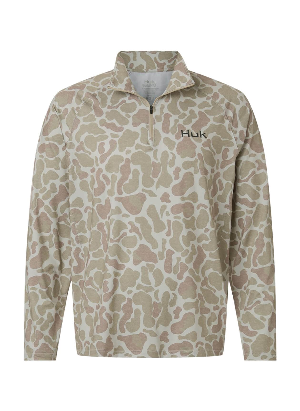 HUK Men's Airweight KC Printed Quarter-Zip - Brown LG