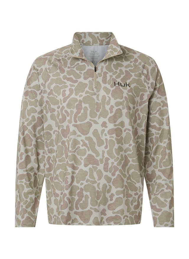 HUK Men's Airweight KC Printed Quarter-Zip - Brown LG