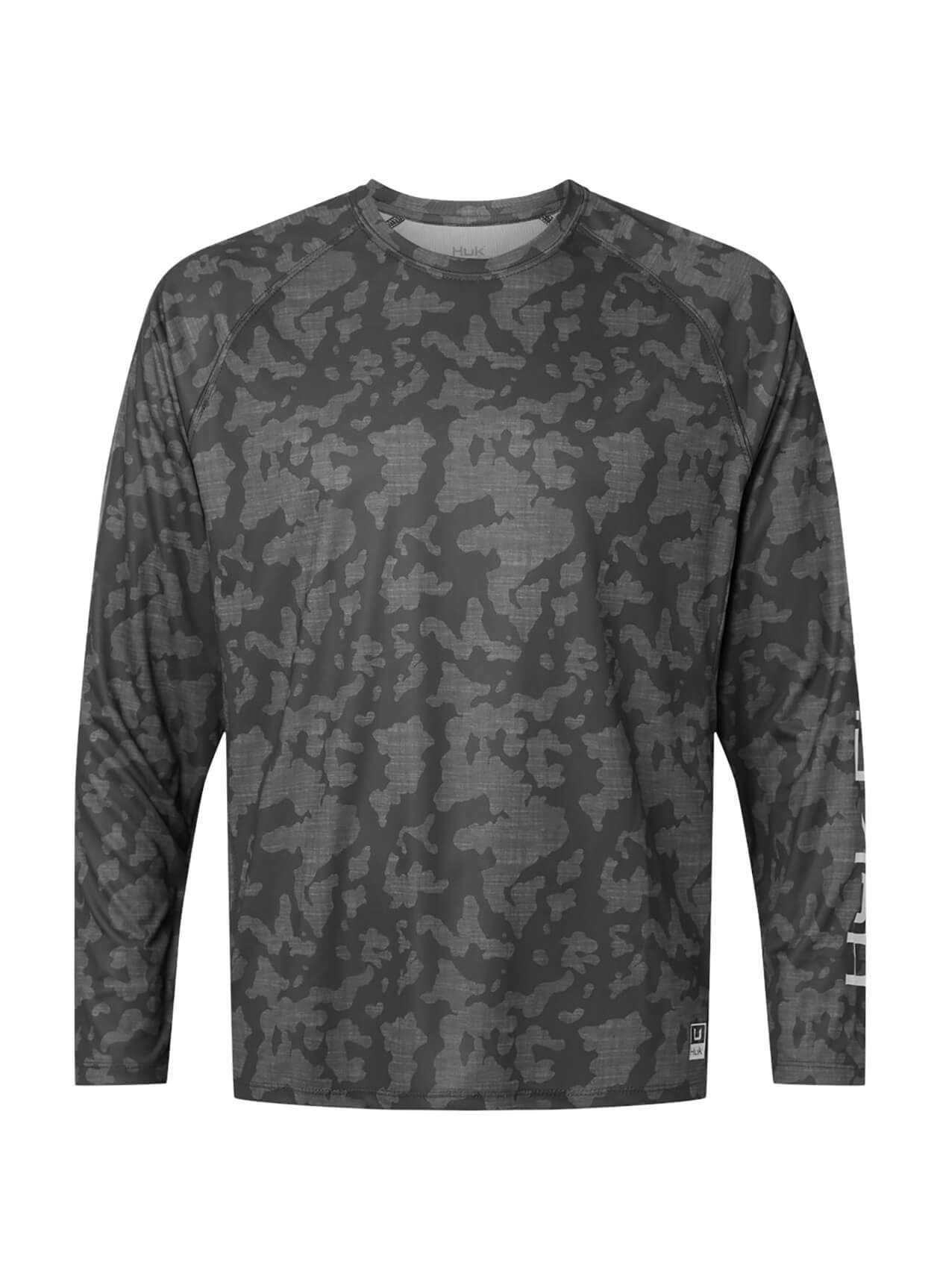 HUK Men's Lopro Running Lakes Long-Sleeve T-Shirt - Dark Grey LG