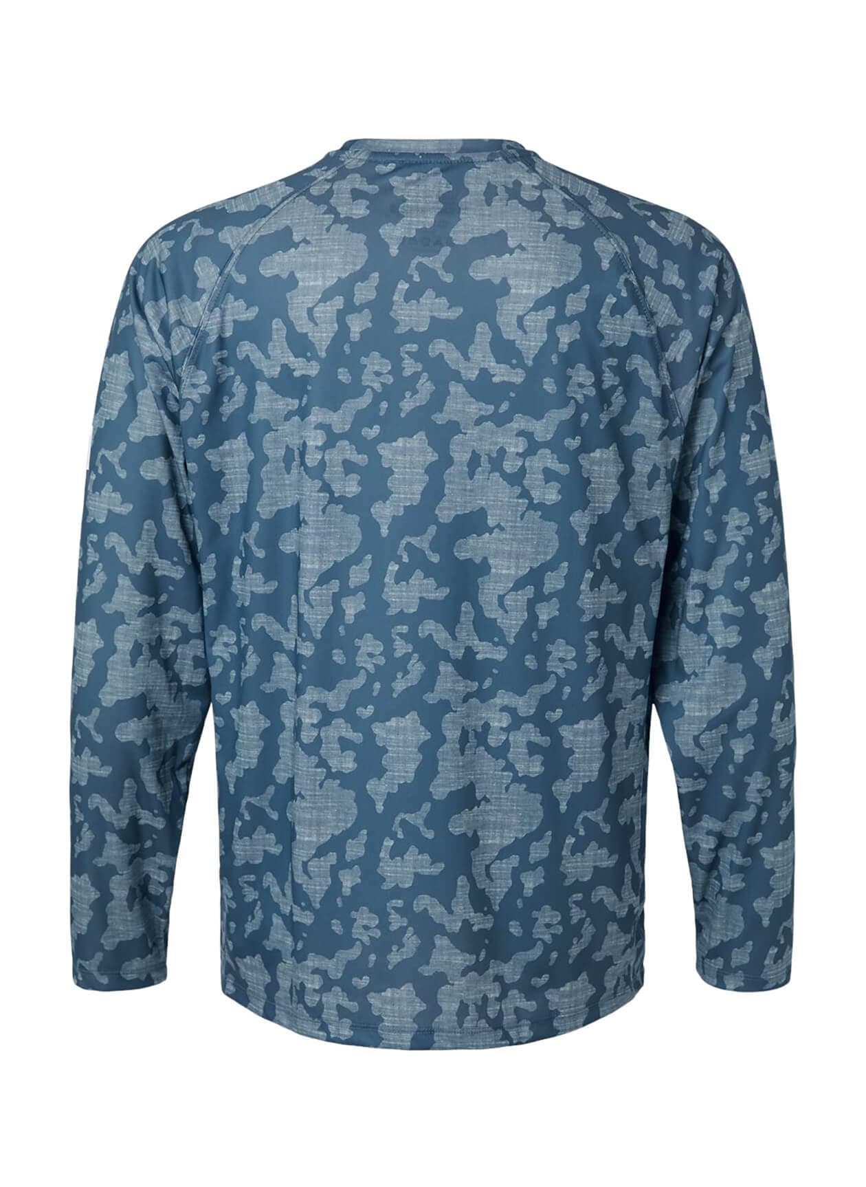 HUK Men's Lopro Running Lakes Long-Sleeve T-Shirt - Titanium Blue LG