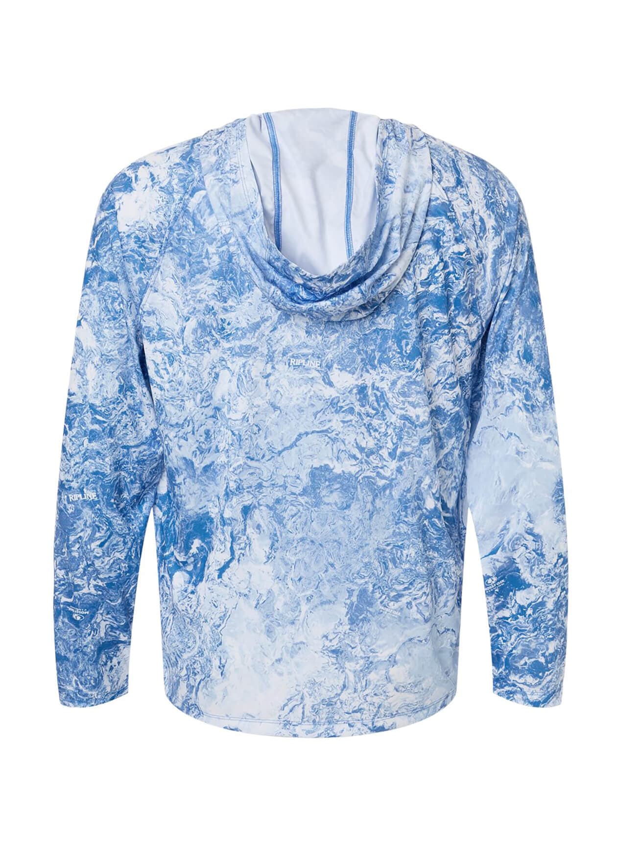 HUK Men's Pursuit Mossy Oak Printed Hooded Long-Sleeve T-Shirt - Blue LG