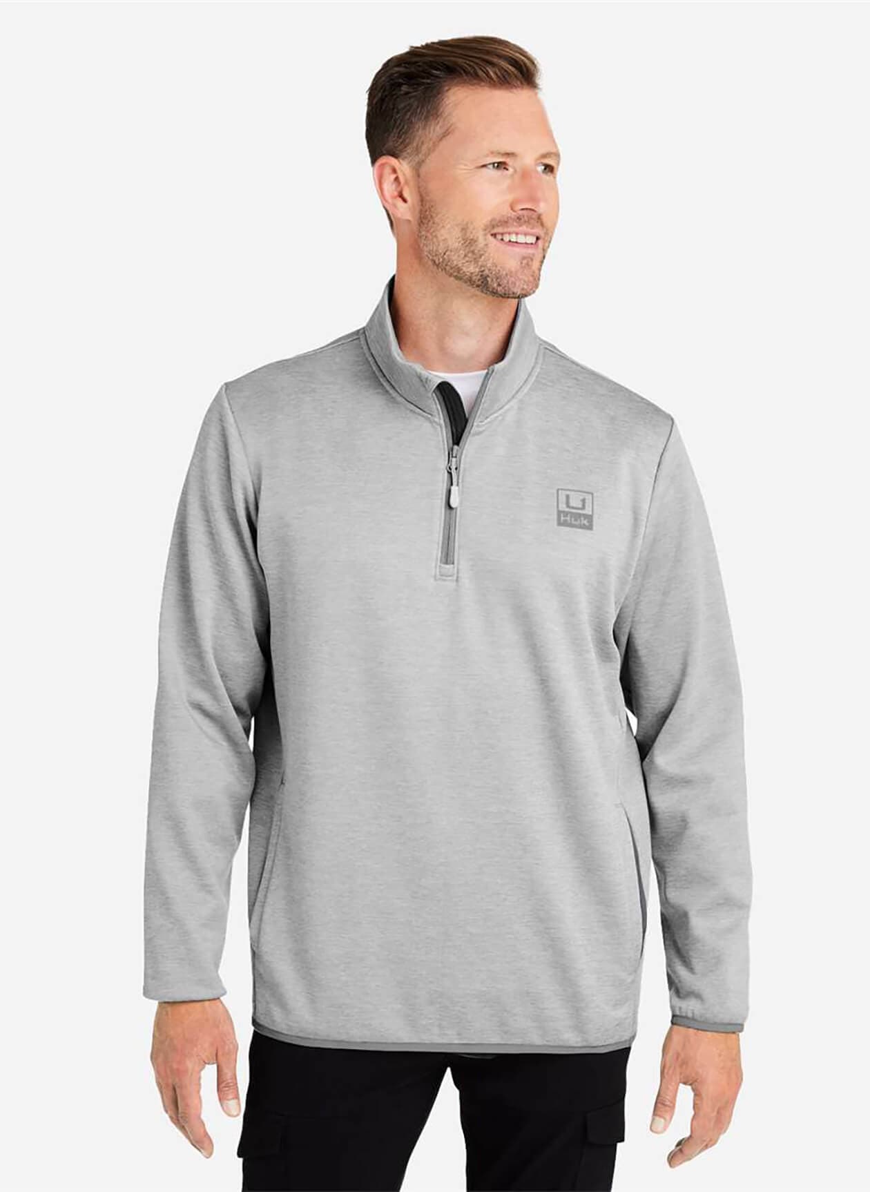 HUK Men's Coldfront+ Quarter-Zip Pullover - Light Grey 3XL