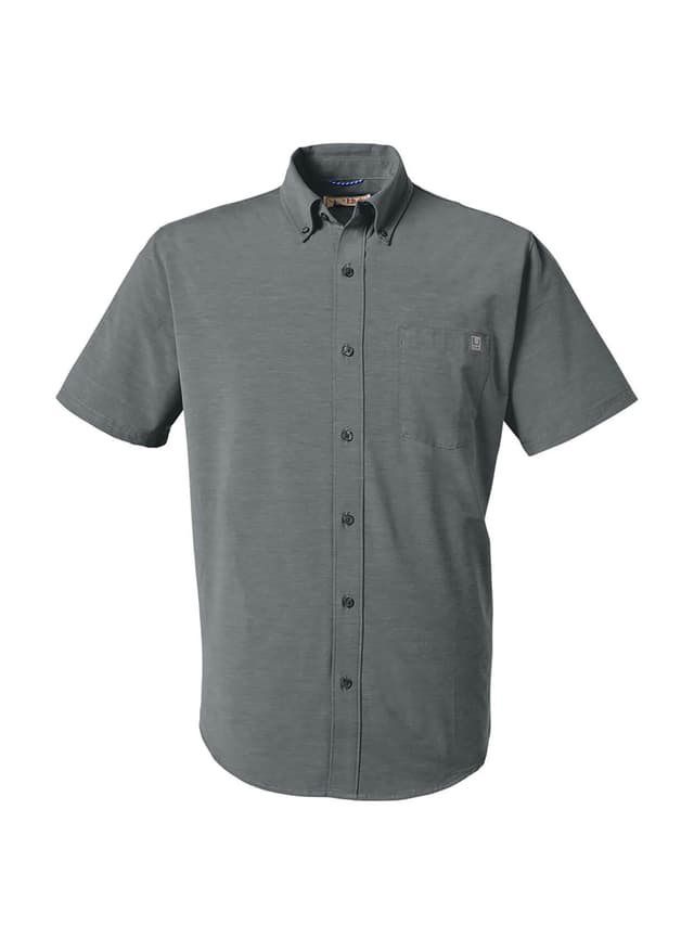 HUK Men's Kona Solid Short-Sleeve Shirt - Dark Grey LG