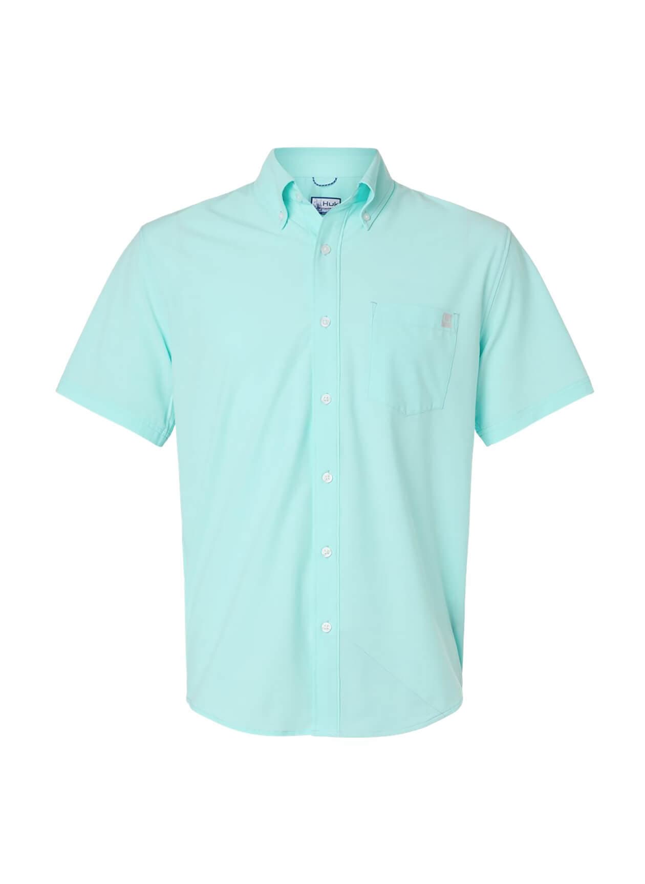 HUK Men's Kona Solid Short-Sleeve Shirt - Caicos (CAI) LG